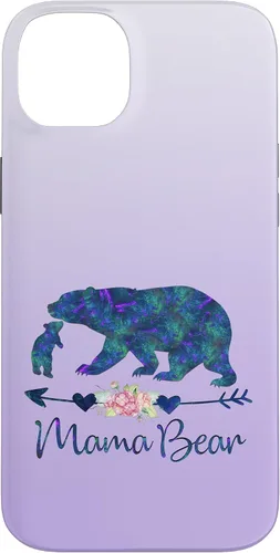 Vista 15 de Teal Blue Purple Floral Mama Bear and One Cub Silver Purple Case for iPhone 17