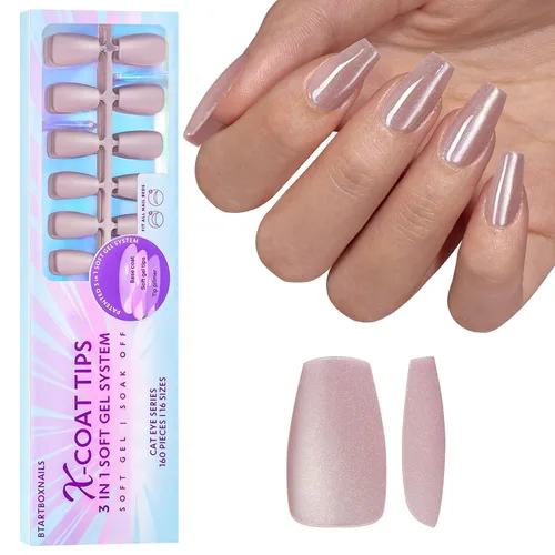 Vista 9 de BTArtboxnails XCOATTIPS - Punta francesa blanca a presión, cuadrado L, purpurina rosa Lamp-Curable 4-Week Wear, Salon Quality Value at Home