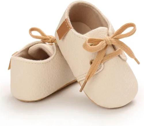 Vista 6 de WILLFUN Zapatos de piel sintética para bebés y niñas suela de goma suave con cordones zapatos Oxford para cuna para niños pequeños que caminan