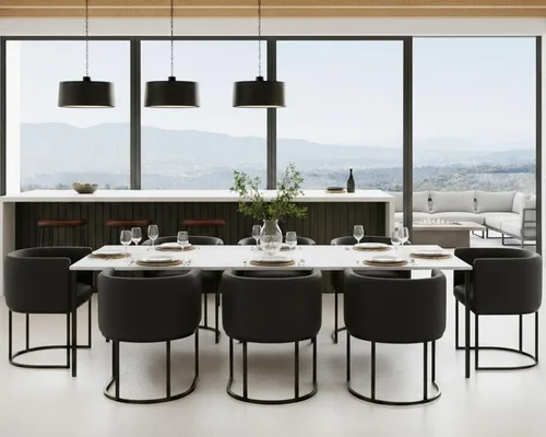 Vista 9 de HNY Silla de comedor moderna de mediados de siglo tapizada en forma de barril, negra, con brazos, silla de cocina y comedor de cuero, silla auxiliar