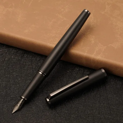 Vista 14 de Jinhao - Pluma estilográfica de metal 95, punta media, color negro vívido con bolígrafo dorado para escribir Negro dorado