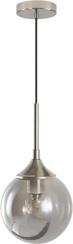Vista 13 de KCO Lighting - Lámpara colgante moderna de globo de 1 luz, luz colgante de vidrio ahumado individual grande de mediados de siglo, latón cepillado