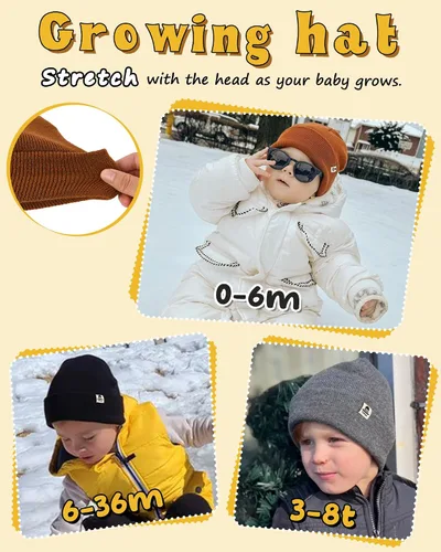Vista 4 de FURTALK Gorro de invierno con forro polar para bebés de 0 a 8 años