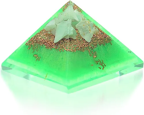 Vista 4 de Juego de curación y limpieza: mini pirámides de cristal de orgonita portátil de cuarzo de cristal, obsidiana negra, crisoprasa, calcita naranja