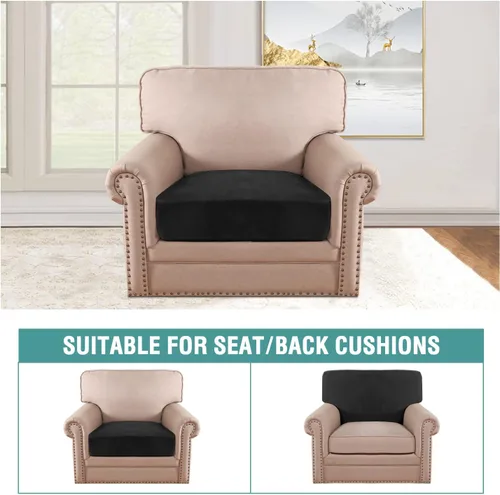 Vista 7 de Funda de cojín elástica de terciopelo, funda de felpa para asiento de sofá, protector de muebles antideslizante para silla/sofá biplaza/sofá