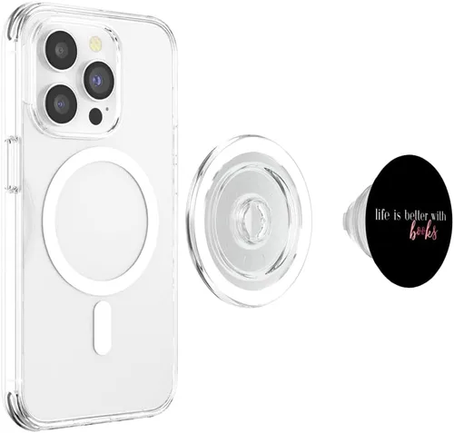 Vista 4 de La vida es mejor con libros, bibliotecario rosa para profesores, PopSockets, MagSafe PopGrip para iPhone