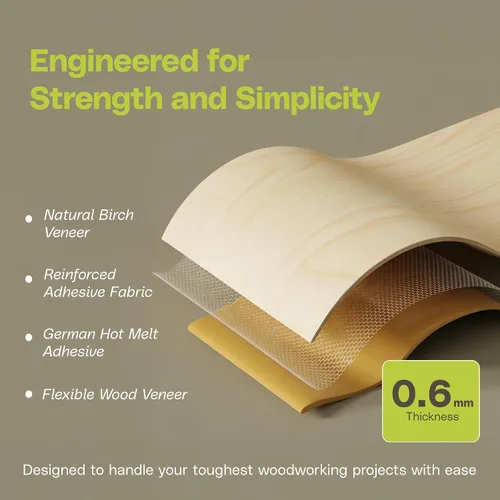 Vista 5 de Edge Supply Birch Rollo de 1-1/2 pulgadas x 25 pies – Cinta de chapa de madera prepegada para planchar – Cinta de borde de chapa de madera