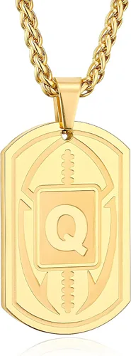 Vista 74 de Graduation Gifts - Football Initial Necklace for Men Boys Kids Teen Dog Tag Stainless Steel Black Letter Pendant Sport Football Athletes Jewelry