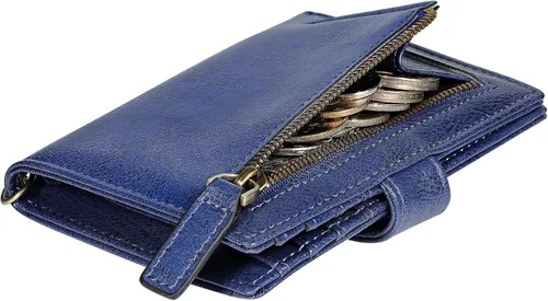 Vista 5 de Travelambo Rfid Wallet - Cartera de cuero para mujer, Azul profundo, Moda