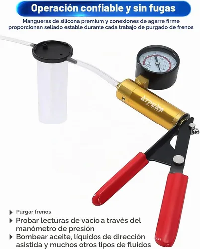 Vista 5 de ATP Kit de prueba de bomba de vacío de mano con cambio de aceite de purga de líquido de frenos 2 en 1