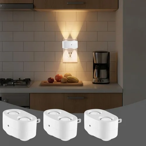 Vista 8 de Paquete de 4 luces LED nocturnas enchufables a la pared, luz nocturna enchufable, no regulable