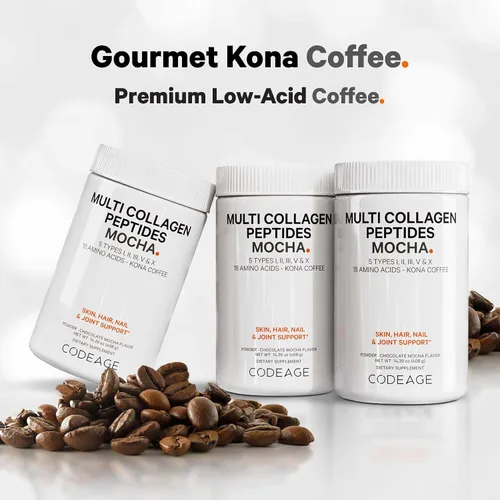 Vista 4 de Codeage Proteína en polvo de péptidos de colágeno múltiple, café instantáneo de chocolate moca - Bebida y batido gourmet de café Knoa - Colágeno