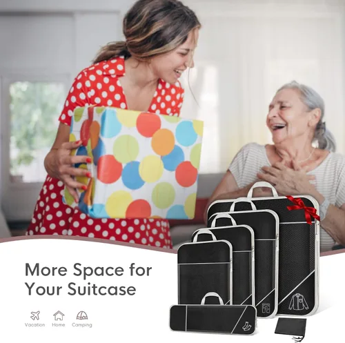 Vista 6 de NOWWISH - Cubos de compresión para maletas, juego de 6 cubos organizadores de viaje, esenciales de viaje, regalo para mujereshombres, organizador