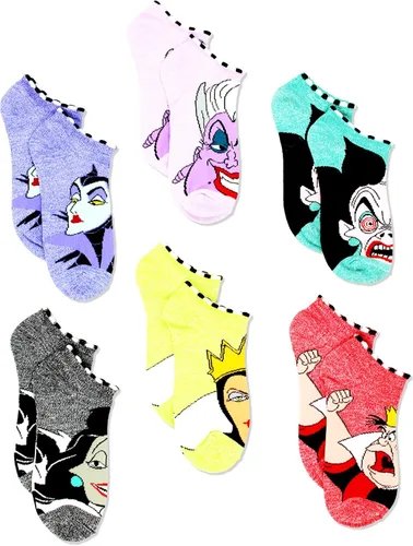 Vista 7 de Disney Villains - Paquete de 6 calcetines para mujeres adolescentes adolescenteadulto
