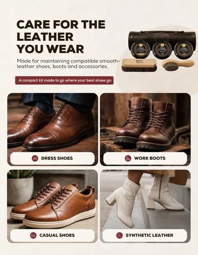 Vista 6 de Stone and Clark Compact Travel Size Leather Shoe Shine Kit for Men & Women