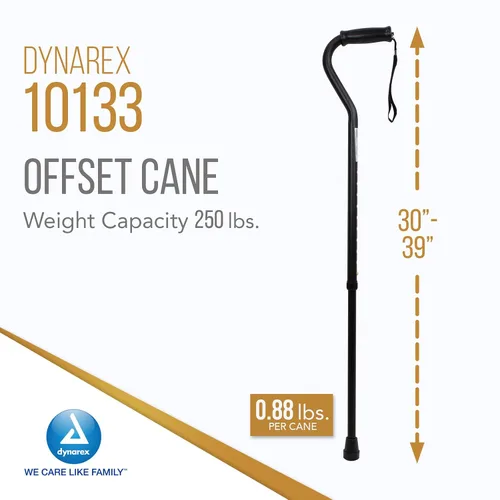 Vista 2 de Dynarex Bastón compensado – Proporciona soporte de movilidad – Mango compensado y correa de muñeca, construido de aluminio anodizado, capacidad