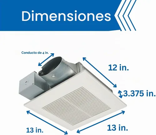Vista 6 de Panasonic WhisperValue Ventilador Extractor de Baño de Doble Velocidad para Montaje en Techo/Pared, 30 a 100 CFM, FV-0810VSS1