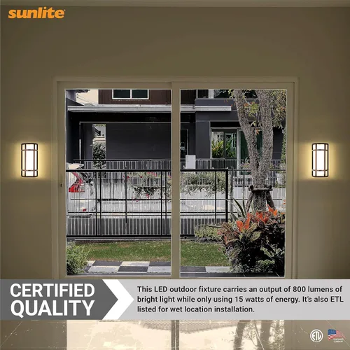 Vista 7 de Sunlite 81434 - Lámpara LED estilo misión de 12 pulgadas, aplique de pared de medio cilindro, seleccionable 3 CCT 3000K-5000K, 15 vatios, 800