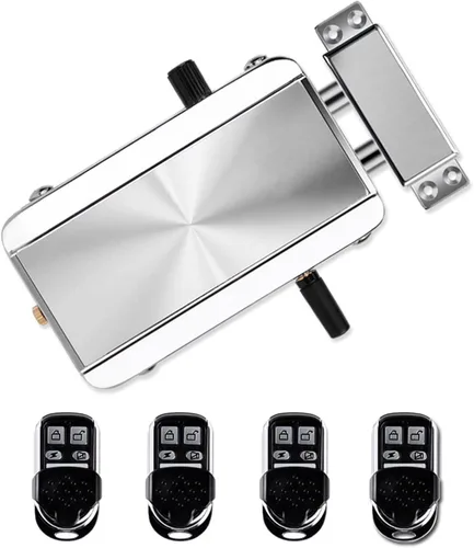 Vista 8 de Cerradura de puerta electrónica, cerrojo remoto antirrobo de alta calidad, cerradura de puerta de aleación de zinc para puerta con 4 controles