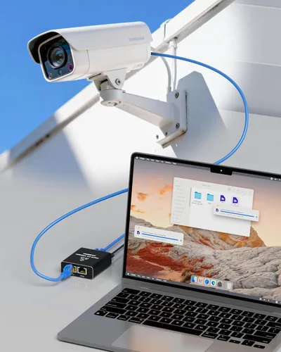 Vista 8 de Divisor Ethernet Gigabit 1 a 2, Divisores de cable LAN, interruptor Ethernet RJ45 de alta velocidad de 1000 Mbps con cable de alimentación USB C