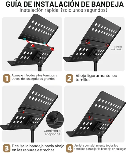 Vista 5 de Vekkia Atril para Partituras - Atril de Música Profesional Portátil de Metal Perforado con Bolsa de Transporte, Soporte de Música Plegable