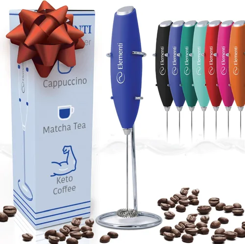 Vista 24 de Espumador Elementi de leche con soporte, motor de esfuerzo de torsión más potente, para hacer cappuccinos, lattes y café a prueba de balas, Negro