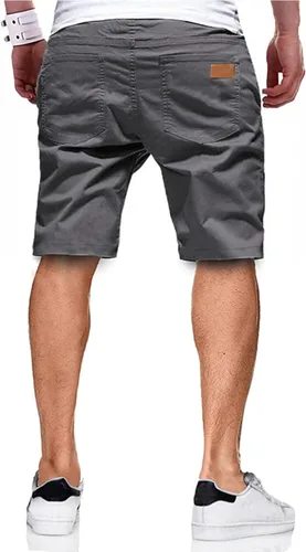 Vista 2 de JMIERR - Pantalones cortos informales para hombre, pantalones cortos de golf, pantalones chinos con cordón, de tela de sarga elástica, para verano