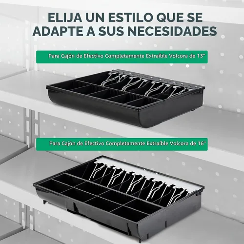 Vista 6 de Volcora Bandeja para cajones de efectivo – 11.7 x 10.3 x 2.3 pulgadas – Bandeja de repuesto de 4 billetes / 5 monedas – Cajones totalmente