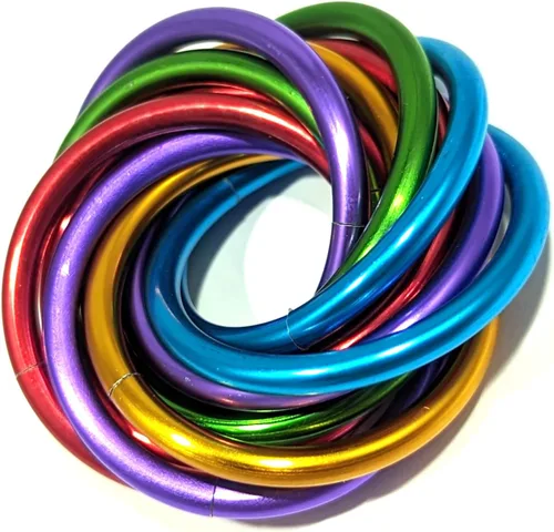Vista 46 de Bola Fidget Möbii (MultiColor): Herramienta de juguete silenciosa para aliviar el estrés, ansiedad y estimular el ADHD para el hogar, viajes Cromo