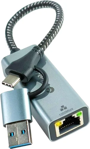 Vista 8 de Adaptador Ethernet a USB, 1 Gbps USB a RJ45 Gigabit LAN, USB 3.0 Ethernet compatible con 10/100/1000 Mbps. Compatible con portátiles, PC, Mac
