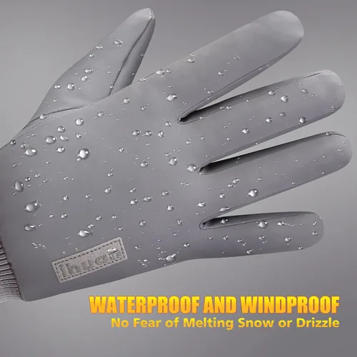 Vista 5 de ihuan Guantes de invierno para hombres y mujeres guantes de clima frío para correr ciclismo guantes impermeables para nieve cálidos dedos