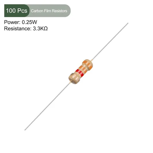 Vista 2 de YOKIVE 100 resistencias de película de carbono, resistencia de tolerancias de 1/4 W, 3.3 K ohmios y 5 %, buenas para proyectos electrónicos