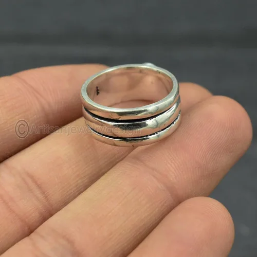 Vista 3 de Natural Moonstone Spinner Ring, Handmade Moonstone Ring, Minimalist Ring Women, Worry Silver Ring, 925 Silver Ring, Fidget Silver Ring, Dainty
