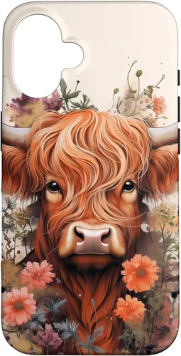 Vista 32 de Highland Cow Flowers Case for iPhone 17