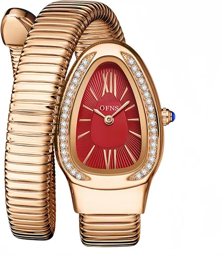 Vista 10 de OFNS Relojes de Serpiente para Mujeres Reloj de Pulsera Tipo Brazalete de Lujo con Forma de Serpiente con Diamantes de Cuarzo Esfera con Números