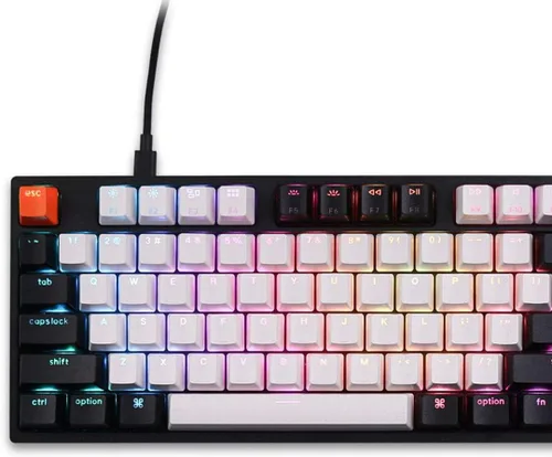 Vista 2 de Keychron Teclado mecánico con cable con diseño de Mac C1 interruptor Gateron G Pro marrón 87 teclas Tenkeyless ABS teclado de computadora para PC