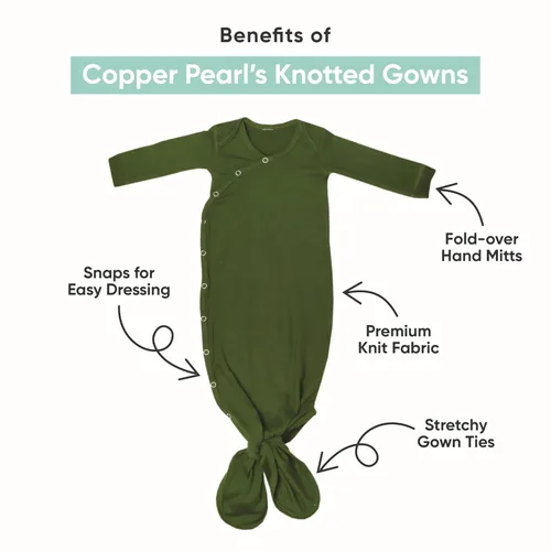 Vista 2 de Vestido de bebé Copper Pearl - Vestidos anudados para recién nacidos para bebé niño y niña, vestidos de bebé suaves y elásticos de manga larga