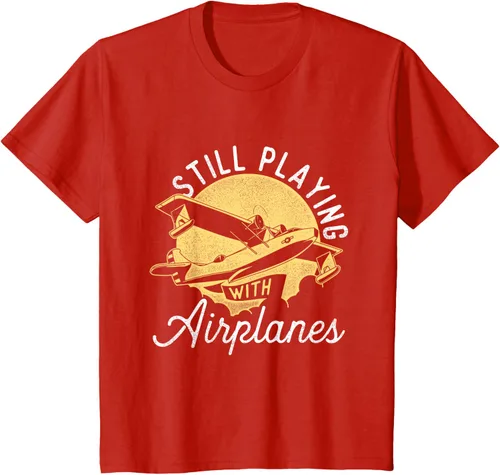 Vista 3 de Still Playing With Airplanes - Camiseta de control remoto RC Avión Piloto, Negro