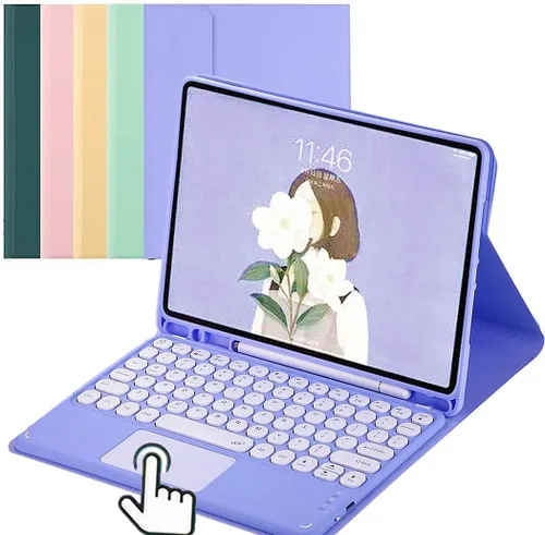 Vista 12 de Funda de teclado para Samsung Galaxy Tab S9 de 11 pulgadas 2023, teclado táctil de tecla redonda, teclado inalámbrico desmontable magnético