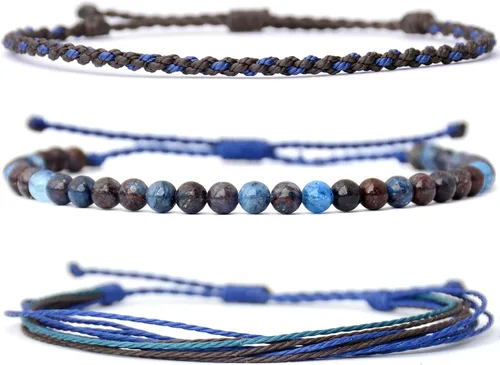 Vista 31 de Pulsera curativa hecha a mano con cuentas de piedra natural, regalo para hombres, pulsera de cuerda ajustable