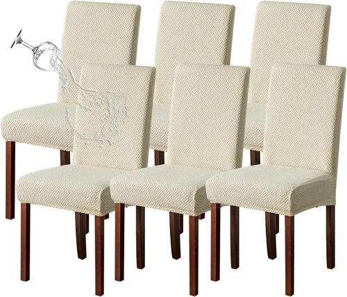 Vista 22 de Genina Fundas impermeables para sillas de comedor, cocina, fundas para sillas de comedor Parson (beige, 2 unidades)