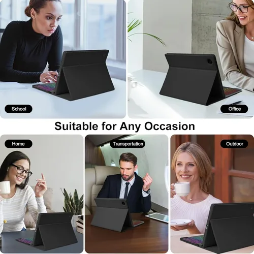 Vista 7 de Funda de teclado para tableta Android Samsung Galaxy Tab A9 de 8.7 pulgadas SM-X110/X115/X117 Cubierta trasera a prueba de golpes Funda de Negro