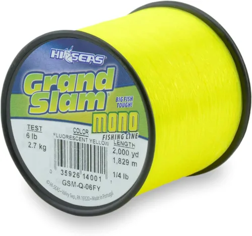 Vista 25 de HI-SEAS Línea de pesca de monofilamento Grand Slam - Fuerte y resistente a la abrasión en transparente, rosa, verde, azul humo, amarillo Amarillo