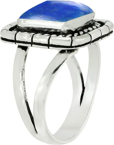Vista 4 de Anillos hechos a mano para mujer, anillos de piedras preciosas para mujer, anillos cuadrados de piedra para mujer, anillos chapados en plata