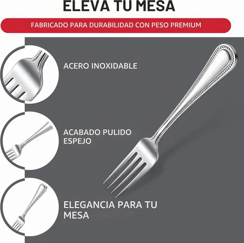 Vista 5 de Winco Juego de tenedores de cena de 12 piezas, acero inoxidable 18-0, plata