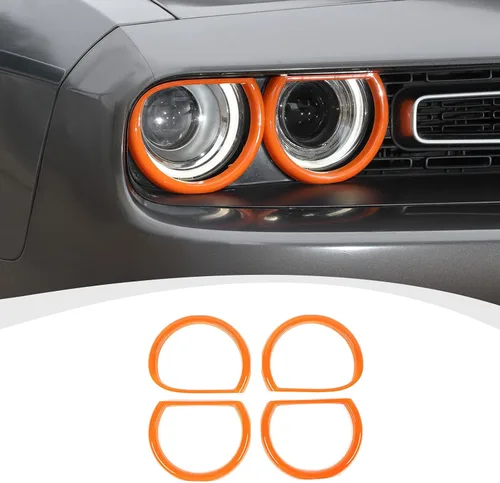 Vista 8 de RAZPOY Cubierta de lámpara de faro delantero para accesorios Challenger, cubierta de biseles de faros delanteros, decoración de luz exterior