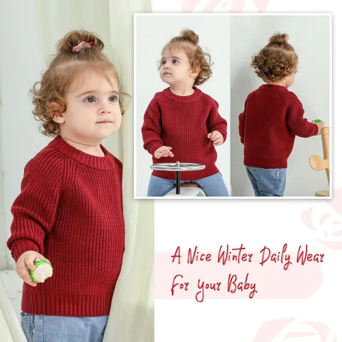 Vista 4 de YOUNGER STAR Suéter de punto para bebés y niñas pequeñas, sudadera de manga larga para otoño e invierno