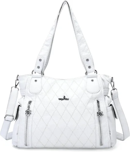 Vista 28 de Angel Kiss Bolsos para mujer con tiras en la parte superior, bolso estilo Hobo, bolsas de hombro espaciosas y casuales, cartera estilo Tote de PU