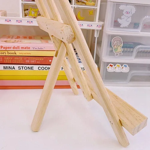 Vista 7 de Mini caballete de exhibición de madera, soporte de mesa de madera natural para lienzos pequeños, manualidades infantiles, tarjetas de visita
