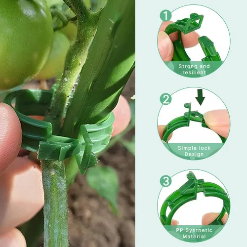 Vista 3 de Clip de plástico seguro para plantas, clips de soporte reutilizables para plantas, clips de plástico para tomate para asegurar plantas trepadoras